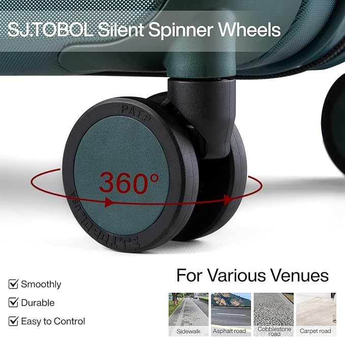 MILADA Carry On Luggage 22x14x9 Airline Approved Hard Shell Suitcases TSA Approved Carry On Luggage With Wheels 20 inch Carry On Suitcase Travel Luggage Carry On Bag, Blackish Green