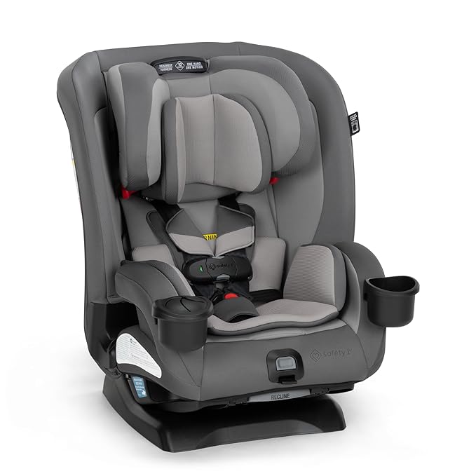 Safety 1st EverSlim 4-in-1 Convertible Car Seat, SecureTech Chest Clip, Ultra-Slim, 4-Mode Infant to Booster, Baby Car Seat, 5-100 lbs, Memory Foam, Office Space