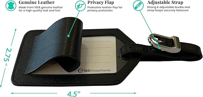 Personalized Monogrammed Black Leather RFID Passport Cover Holder and 2 Luggage Tags