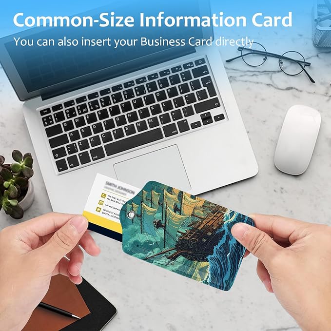 2 Pack Luggage Tag for Suitcase,Pirate Ship Luggage Tag with PU Leather Privacy Cover ID Label & Stainless Steel Loop for Women Men Travel Bag Suitcase