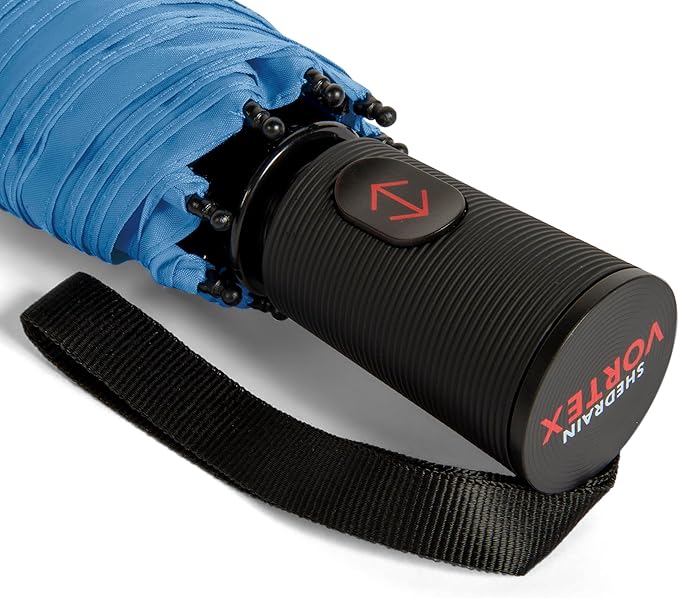 ShedRain Compact Folding Travel Umbrella – Push-Button Open & Close, Vented Double Canopy, Protects from Rain, Sun, & Wind