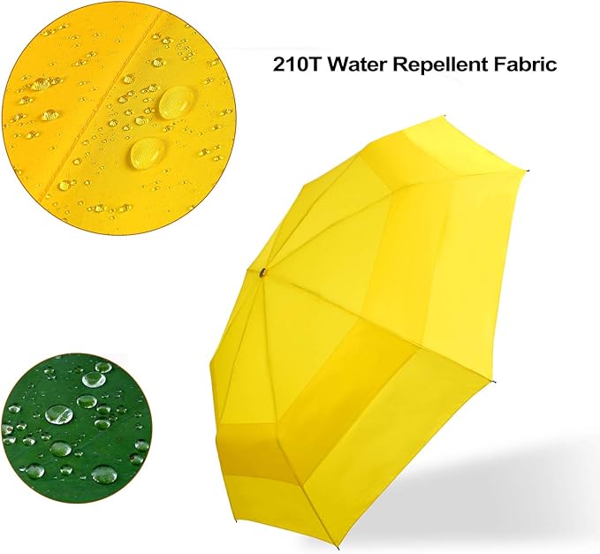 Lejorain Large Folding Golf Umbrella - Compact Mens Umbrellas Travel Rain and Windproof 54inch Collapsible Automatic Open Close Umbrella 210T Teflon Vented Double Canopy