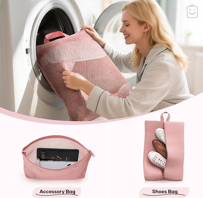 Veken 11 Set Compression Packing Cubes for Travel Essentials,Compressible Expandable Large Luggage Suitcase Organizer Bags for Clothing,Durable Space Saver Storage Bags with Toiletry Bags(Pink)