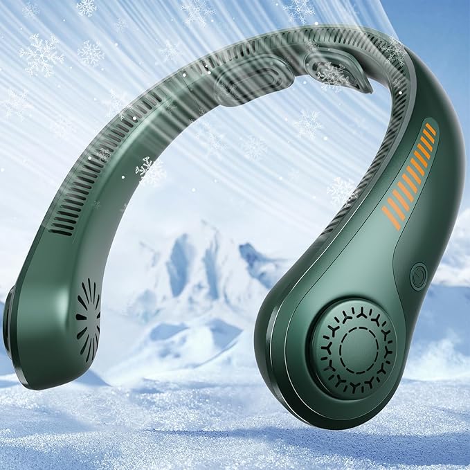 UZOPI Portable Neck Fan, Hands-Free, 5 Speeds, Gifts for Men Women, Lightweight, Quiet, Long Lasting, Bladeless, Battery Operated, Rechargeable, with Neck Support, Personal Fan for Hot Flashes, Travel