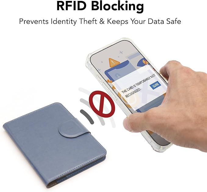 LHiDS Leatherette Passport Holder with RFID Protection, Premium PU Leather, Snap Button Closure, Travel Passport Wallet Cover for Passport, Boarding Passes, Business Cards, Cash (Midnight Blue)