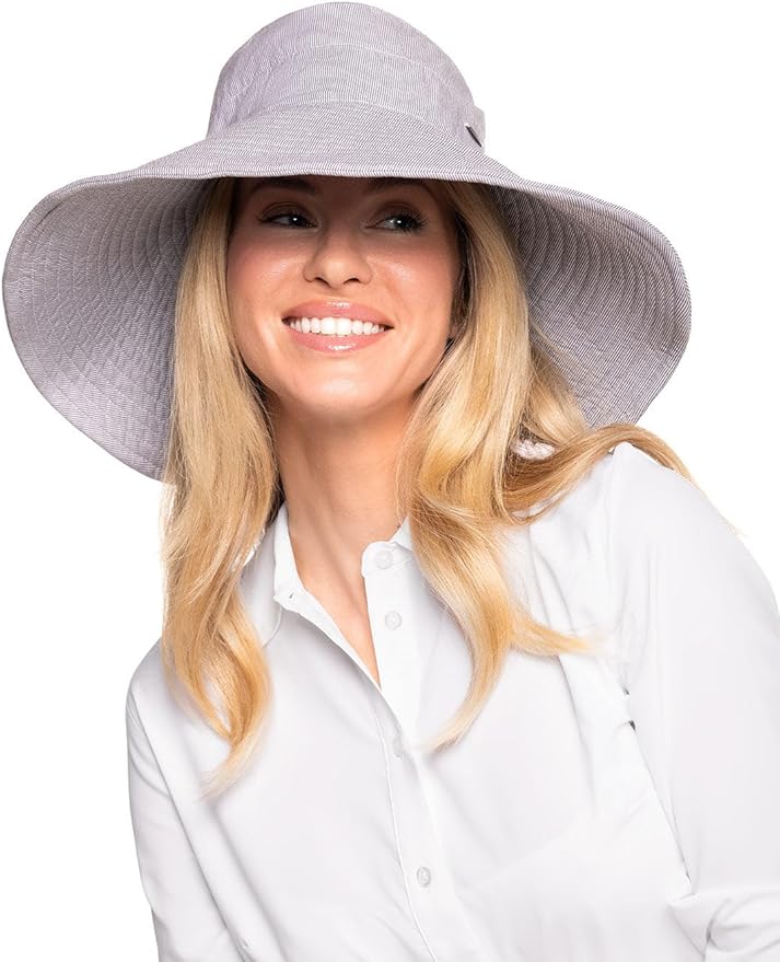 Women's Beach Hat - UPF 50+ Sun Protection - Brittany in Black/White
