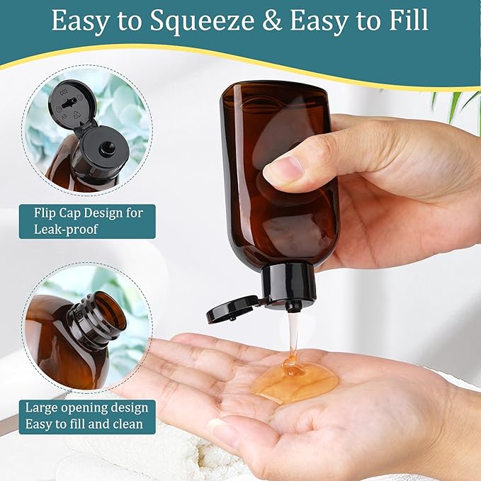 Cosywell Travel Shampoo Bottles 4pcs 3.4oz TSA Approved for Toiletries - Leak Proof Empty Lotion Containers With Flip Cap - Small Plastic Squeeze Bottles