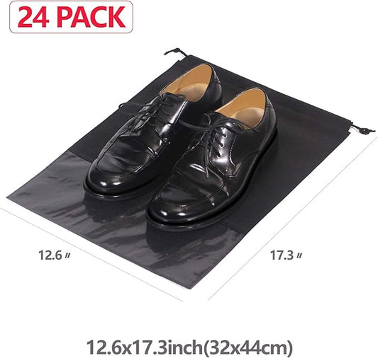 24PCS Travel Shoe Bags Non-Woven with Rope for Men and Women Large Shoes Storage Packing Pouch Organizers