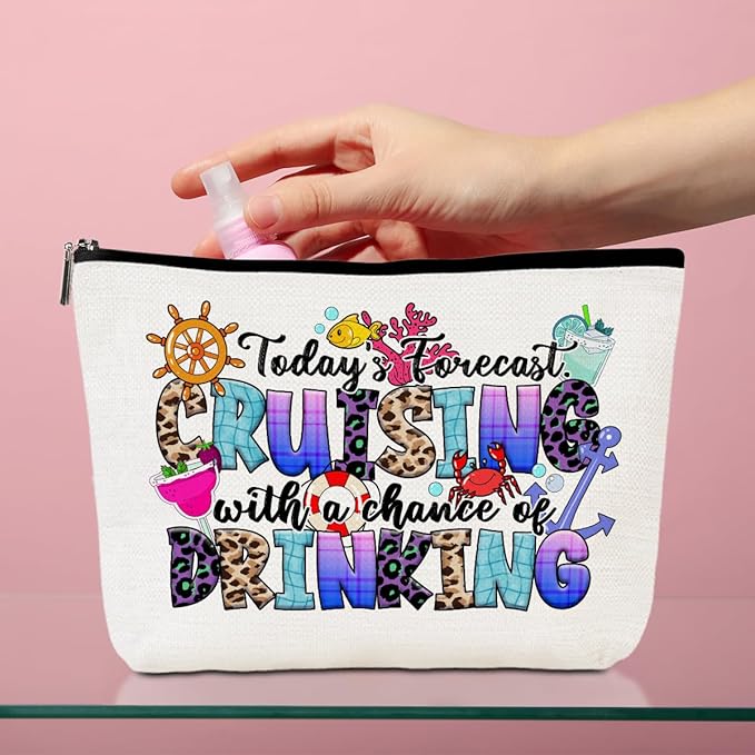 Cruise Life Makeup Bag Cosmetic Bag Funny Cruise Gifts Vacation Beach Themed Gifts for Women Sister Cruises Lovers Her Girls Trip Beach Stuff Essentials Christmas Birthday Graduation Friendship