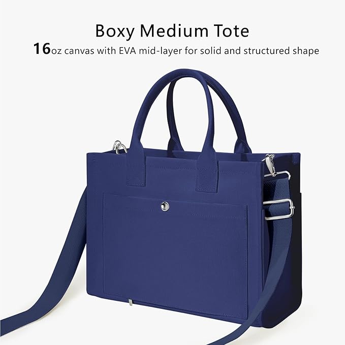 TOPDesign Heavy-Duty Canvas Tote Bag for Women, Adjustable Crossbody/Shoulder Handbag with 9 Pockets, Everything Tote
