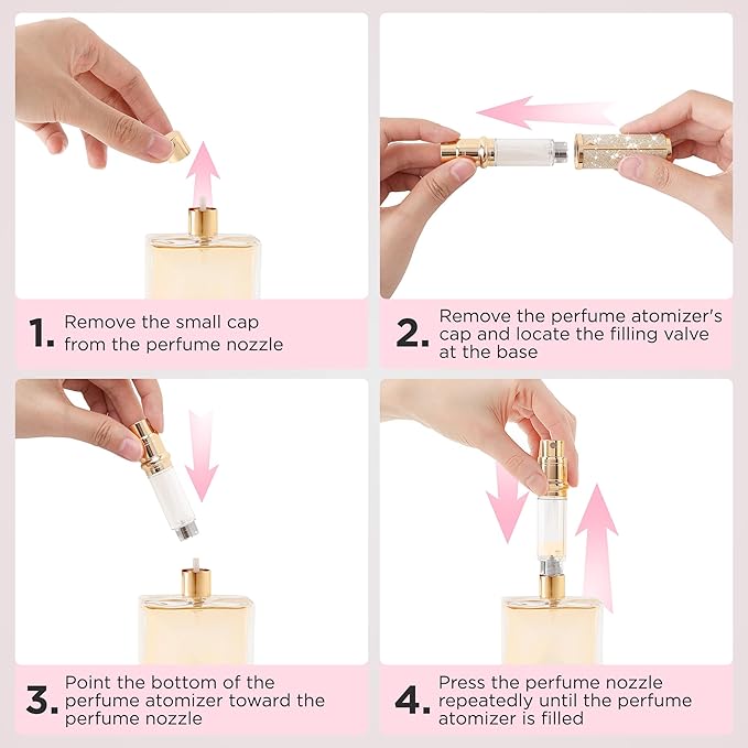 Travel Perfume Bottle Refillable, Sparkle Perfume Atomizer Leak-Proof Portable 5ML Mini Empty Atomizer Sprayer Bottle for Traveling and Outgoing (Golden, 5ML)