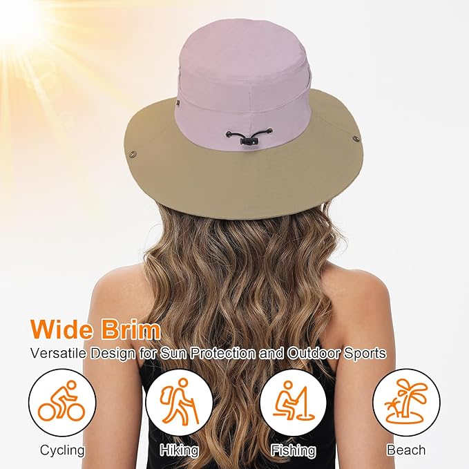 Sun Hats for Women Bucket Hat UV Protection Fishing Hat Wide Brim Safari Hats 2 in 1 Zip-Off Sun Visor Hats UPF 50+