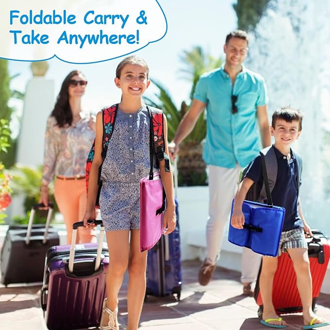 Julaiwy Travel Tray for Kids, Carseat Table Tray for Road Trip Activities, Toddler Lap Desk Organizer for Airplane - Blue