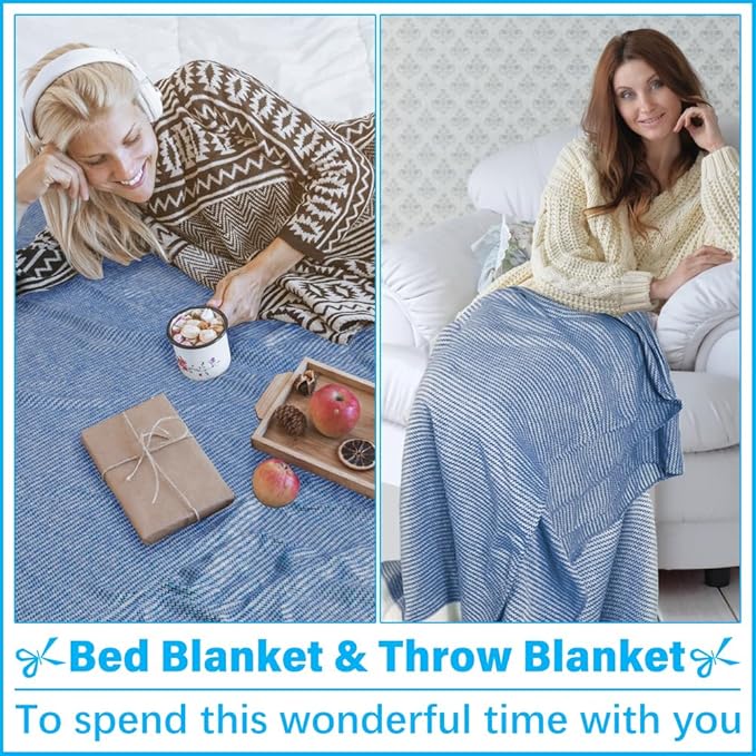 Oversized Turkish Beach Towel Blanket XXL Cotton Sandproof Towels Boho Woven Extra Large Big Sand Free Giant Throw Blankets Huge Quilt XL Picnic Camping Necessities Cloud For Adult Gifts Blue