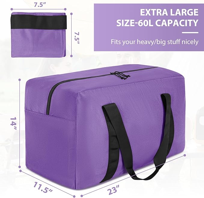 Large Travel Duffle Bag, 60L Gear Bag for Men and Women, Storage Bag Ideal for Overnight Camping and Weekend Getaways