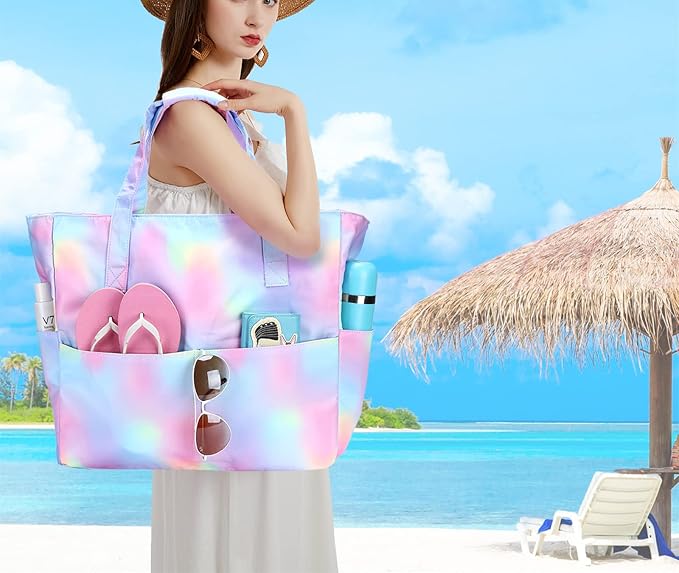 Bluboon Waterproof Beach Tote Pool Bags for Women Ladies Extra Large Carry On Bag With Wet Compartment for Weekender Travel