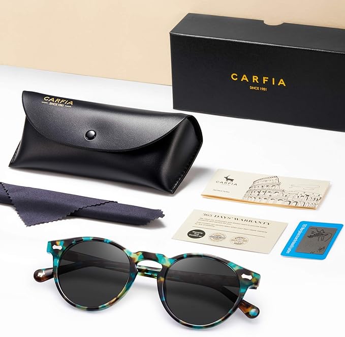 CARFIA Polarized Sunglasses for Women UV Protection Small Face Acetate Frame CA5288