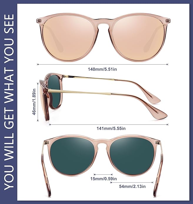 Retro sunglasses womens 2024 trendy round classic glasses