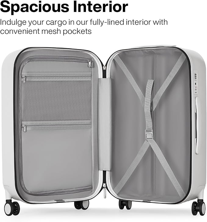 mixi 26 Inch Large Checked Luggage PC Hardshell Suitcases with Wheels for Travel Woman Men, Smoke White