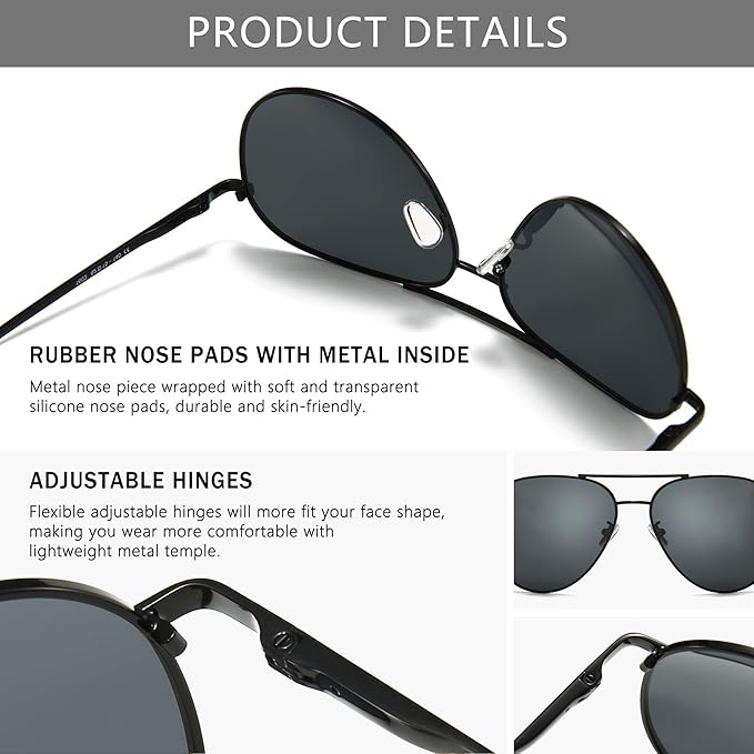 SUNGAIT Women's Lightweight Oversized Aviator Sunglasses - Classic Style Polarized Lens