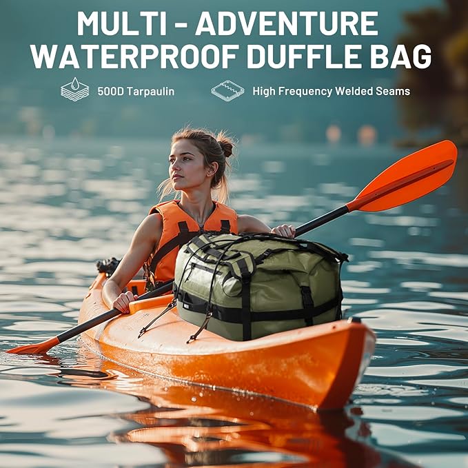 MIER Large Waterproof Duffel Bag Rolltop Dry Backpack Duffle Bags for Kayaking, Rafting, Boating, Swimming, Camping, Travel, Gym, Beach, 60L/80L