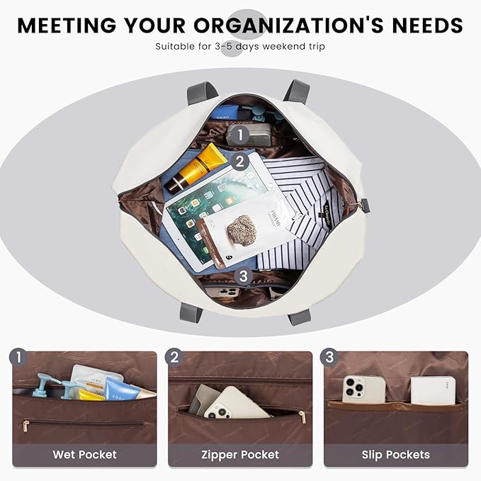 LOVEVOOK Weekender Bag, Large Travel Duffel Bag for Women with 2 Packing Cubes, Carry on Overnight Bag with Shoe Compartment, Mom Hospital Bags for Labor and Delivery