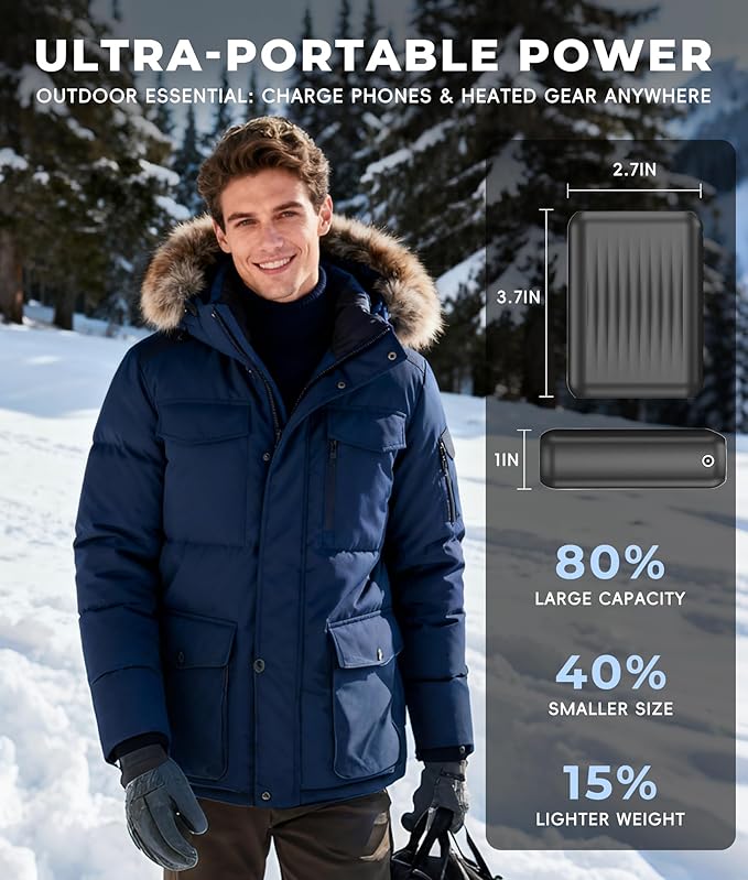 Topdot 12V/5V 2A 18400mAh Heated Jacket Battery Pack Compatible with SOLJIKYE, Wulcea, Genovega, Portable Power Bank for USB 5V Heated Vests, Jackets, Pants with Digital Display(NOT for 7.4V)