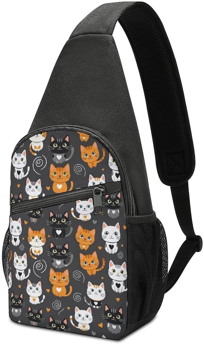 SWEET TANG Sling Bag for Men Women, Comfortable Crossbody Backpack, Cats Lovers, Anti Theft Sling Shoulder Chest Bag Daypack, Fashion Travel Gym Sack Rucksack