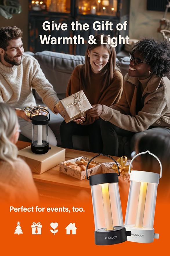 Lantern - Rechargeable LED Camping Lantern, Vintage 360° Dimmable Light , 4000mAh Power Bank, High CRI 95, IPX4 Water-Resistant, Portable for Home, Emergency, Outdoor, Black