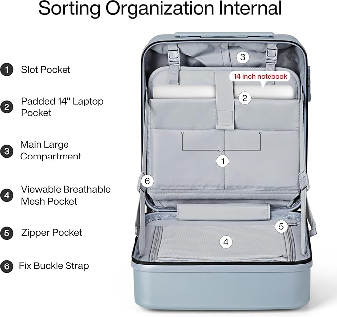 MILADA Underseat Carry On Luggage with Wheels 16 Inch Small Suitcase Personal Item Underseat Carry On Bag TSA Approved Carry On Luggage Hard Shell Suitcases Mini Travel Luggage, Grey