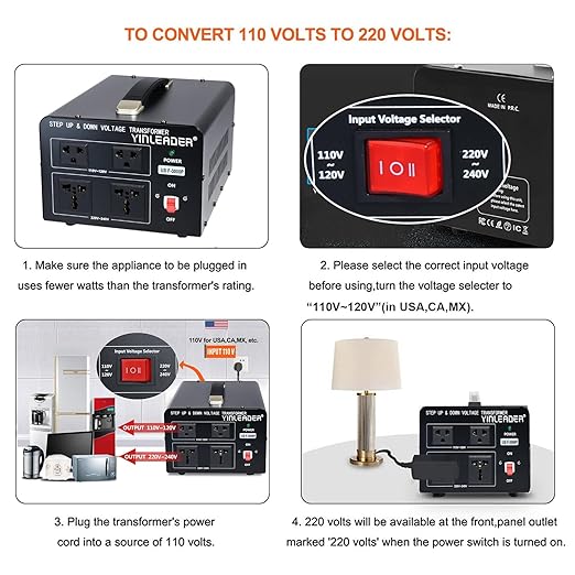 Yinleader 3000 Watt Voltage Converter Transformer Step Up 110V to 220V or Step Down 220V to 110V Power Converter Adapter for use in The United States for European and Asian Household appliances