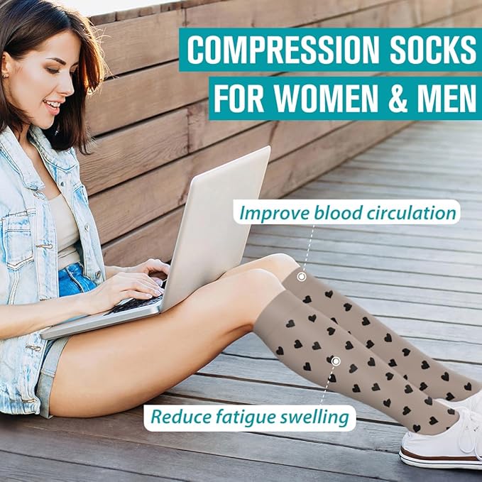 BLUEENJOY Copper Compression Socks for Women & Men (6 pairs) - Best Support for Nurses, Running, Hiking, Recovery