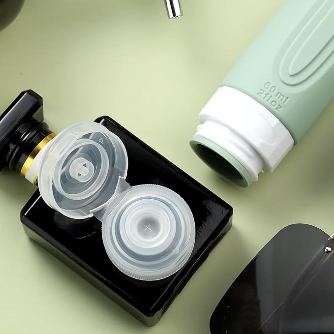 Travel Bottles for Toiletries, Tsa Approved 2oz Travel size Bottles, BPA Free Leak Proof Travels Toiletry Containers, Traveler Accessories with Toiletry Bag for Shampoo Liquid (4 Pack)