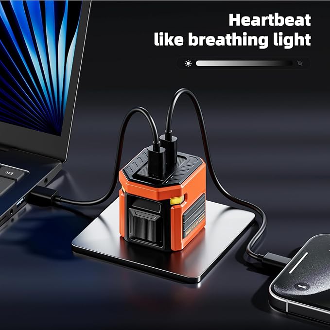 45W GaN Dual-Port Fast Charger - Mecha Style with Touch-Activated Eyes Breathing Light, Foldable Plug for iPhone 17/16, iPad, Galaxy S24, Pixel, Ultra Compact Travel Charger Gift