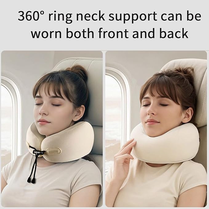 Travel Neck Pillow with Storage case, Travel Airplane Neck Pillow, 100% Memory Foam Travel Pillow, Suitable for Flight Head Support and Sleep, Portable, a Birthday Gift for Family and Friends