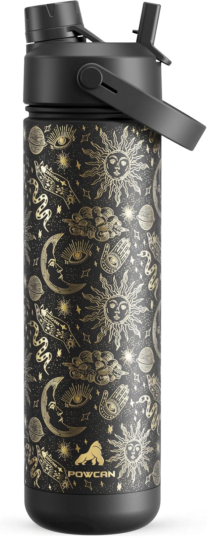 POWCAN 26 oz Insulated Water Bottle with 2-in-1 Straw and Spout Lid, Keep Cold 24H, Leak-Proof, Fits in Car Cup Holder, Stainless Steel Water Bottle for Sports, Travel, and School (Twilight Cosmos)