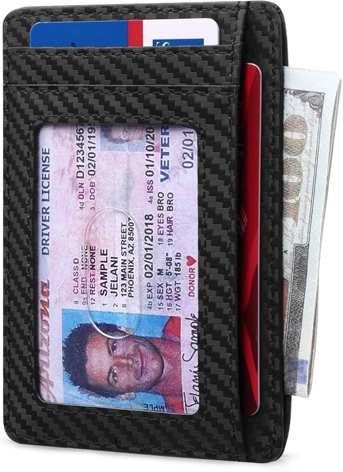 RUNBOX Slim ID Cases Minimalist Front Pocket RFID Blocking Leather Wallets for Men and Women Card Holder Wallets Gifts for men