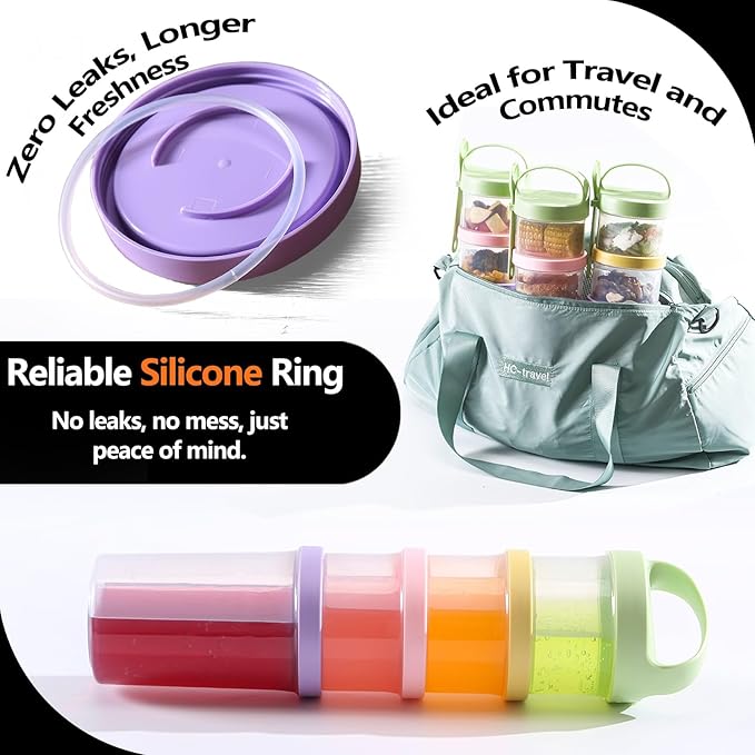 Portable & Airtight Food Storage Containers | 4-Piece Stackable Jars with Twist-Lock Lids | 60 oz Leak-Proof BPA-Free Jars for Snacks, Formula & Powder