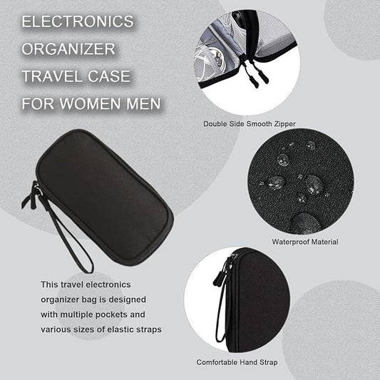 Electronics Organizer Travel Case for Women Men, Cable Organizer Bag Electronics Tech Accessories for Power Bank, SD Card, Cables, Phone