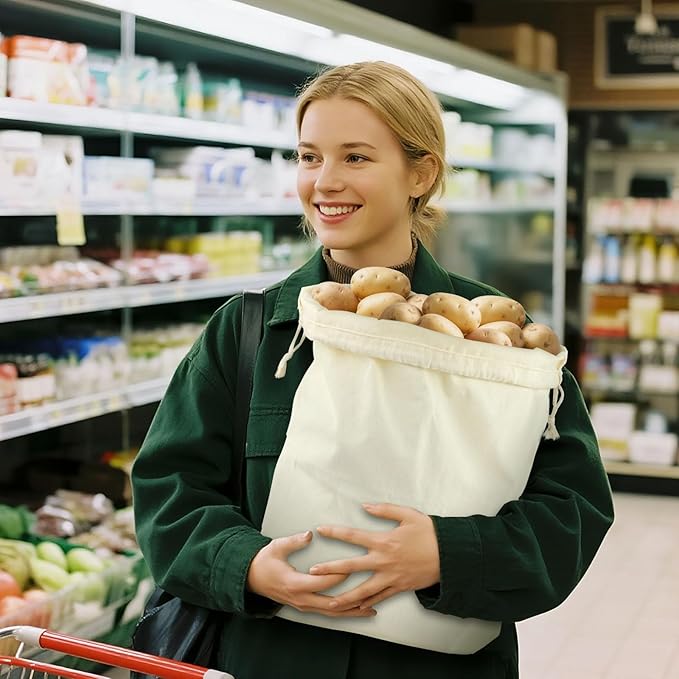 2-Pack Cotton Drawstring Storage Bags - Versatile Organizer for Shoes, Travel & Home, Breathable Fabric, Matching Size Set (19"x24"), Durable Reusable Pouches