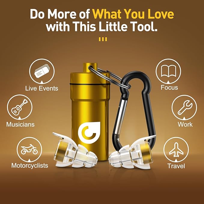 High Fidelity Concert Ear Plugs, Noise Cancelling Silicone Ear Plugs 2 Pairs Great for Concerts Loud Music, Musicians, Motorcycles, Airplanes, Raves, Hearing Protection -23 dB