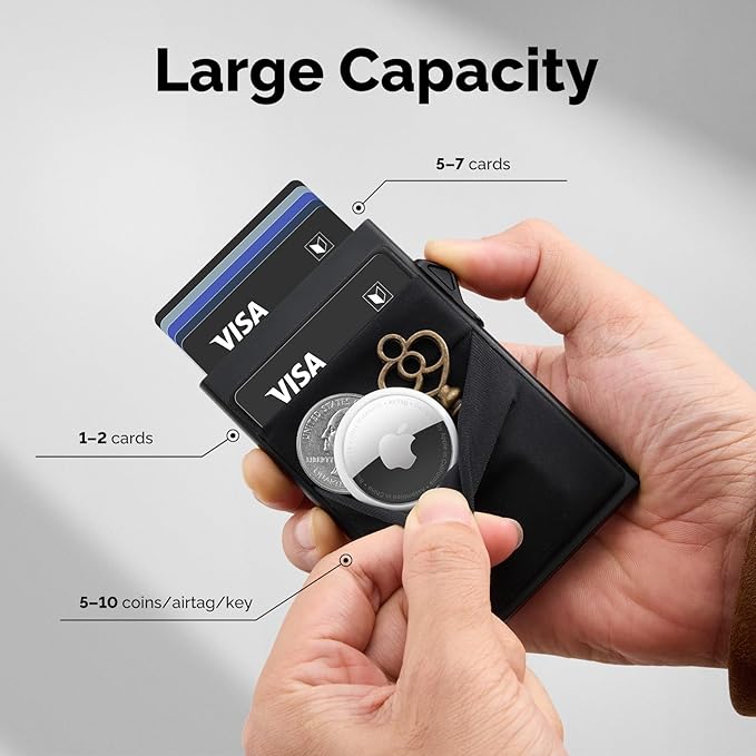 YESIIW Credit Card Holder Wallet for Men RFID Blocking Slim Minimalist Metal Wallet with Money Pocket Contactless Card Protector