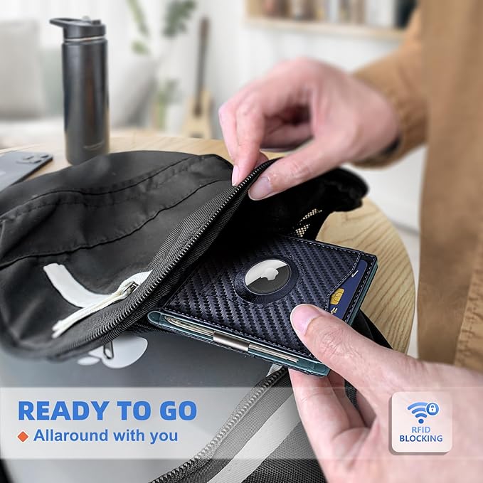 BULLIANT Men Wallet Airtag&Standard Use,Slim Front Pocket Wallet Money Clip for Gifg Men RFID Blocking 11Cards