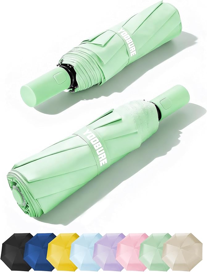 Yoobure Automatic Travel Umbrellas for Rain - Portable & Compact Umbrella for Backpack, Car, UV Umbrellas for Sun Protection, Windproof Folding Small Umbrella in Macaron for Kids, Women, Colorful