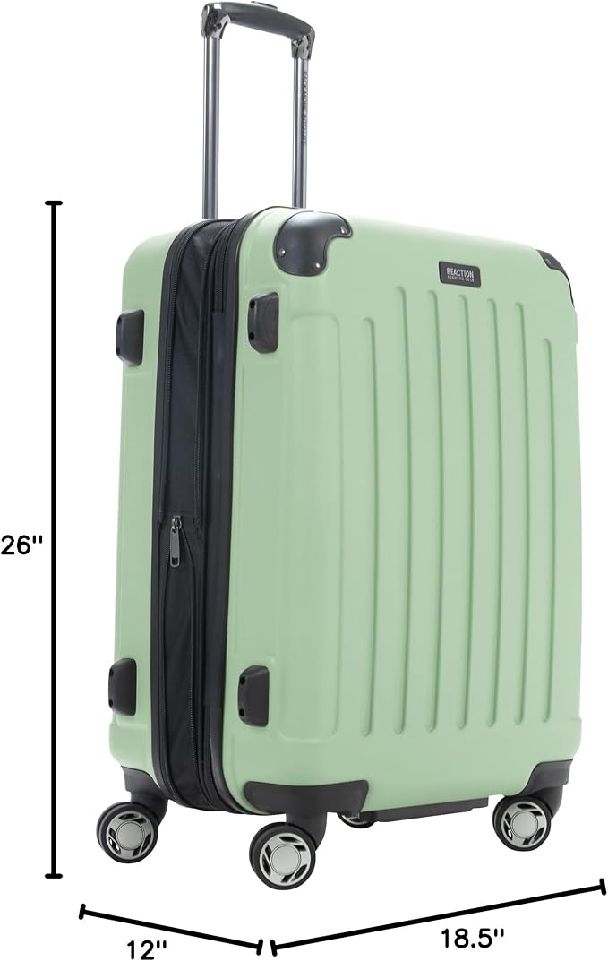 Kenneth Cole REACTION Renegade Luggage Expandable 8-Wheel Spinner Lightweight Hardside Suitcase, Seafoam, 24-Inch Checked