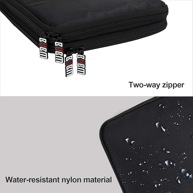 BUBM Double Layer Electronic Accessories Organizer, Travel Gadget Bag for Cables, USB Flash Drive, Plug and More, Perfect Size Fits for iPad Mini (Medium, Black)