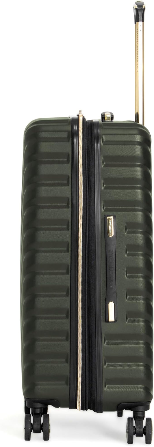 Kenneth Cole REACTION Madison Square Lightweight Hardside Chevron Expandable Spinner Luggage, Olive, 24-Inch Checked