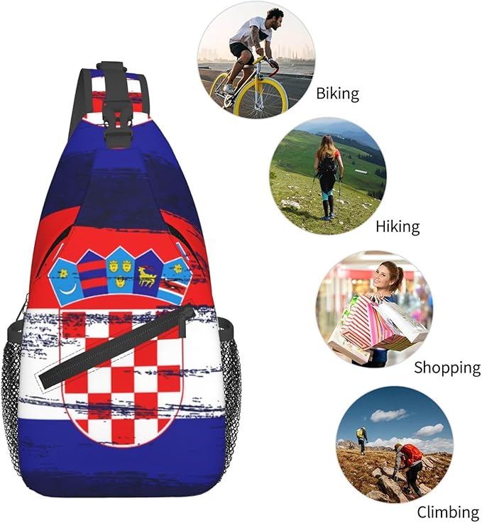 Croatia Flag Sling Bag Multipurpose Crossbody Sling Backpack Travel Cycling Hiking Shoulder Bag For Women Men