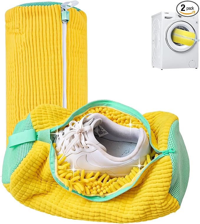 GUIVA Shoe Washing Machine bag - Durable Shoe Laundry Bags for Washing Machine, Washer Bags with Zipper & Mesh Protection - Reusable Sneaker Wash Bags for Cleaning - Pack of 2