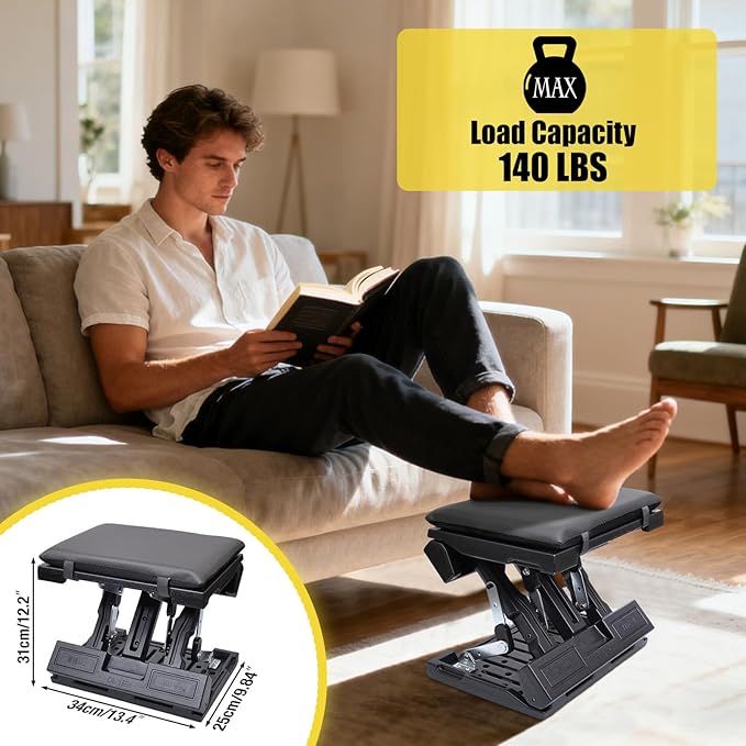 Foot Rest for Under Desk at Work Ergonomic Footrest with Adjustable Height and Angle, Foldable Foot Stool with Removable Pad Massage Beads for Office Gaming Chair Gray